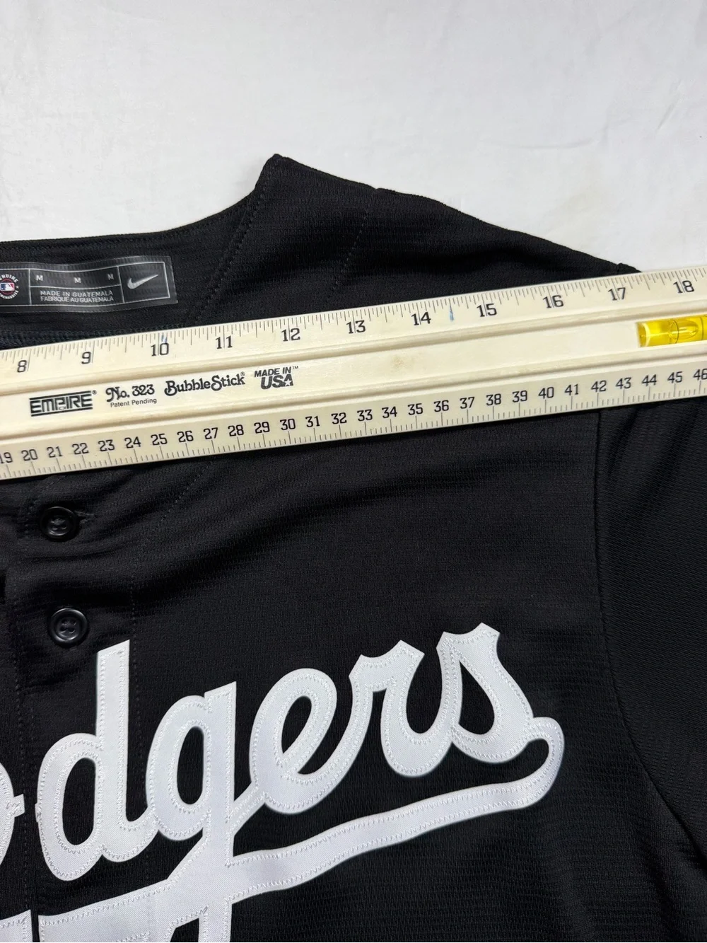 Nike Black Dodgers Button-Front Baseball Jersey with White Script